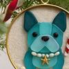 Sea Glass Art Dog Ornament Hanging Dog Sea Glass Christmas Tree Ornament Handcrafted Pet Memorial Decoration for Holiday Home Party Decor