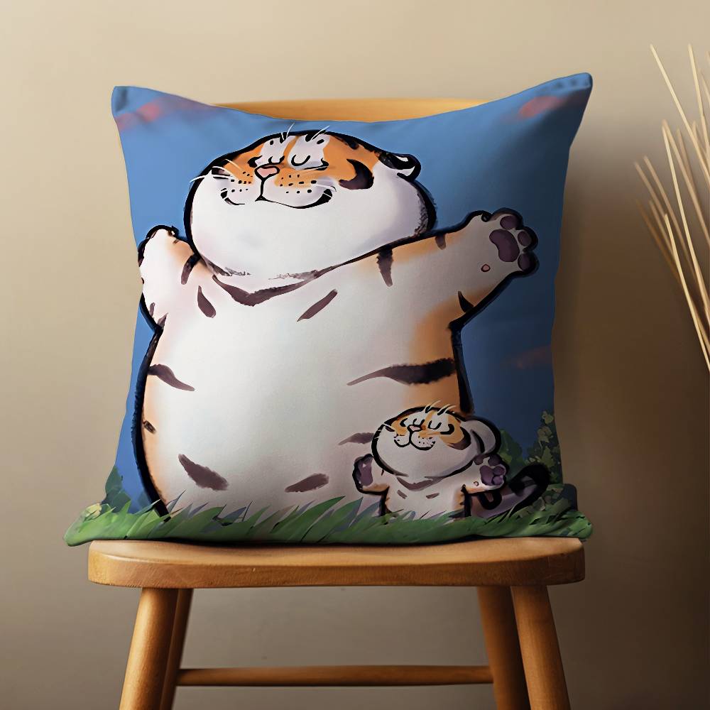 Funny Cute Cartoon Tiger Throw Pillow Case For 45*45cm,55*55cm,30*30cm For Home Bedroom Decoration And Protector