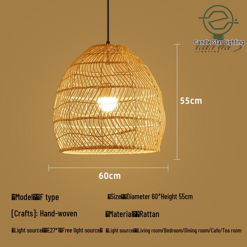 Zen Style Bamboo Rattan Pendant Light for Tea Rooms and Restaurants