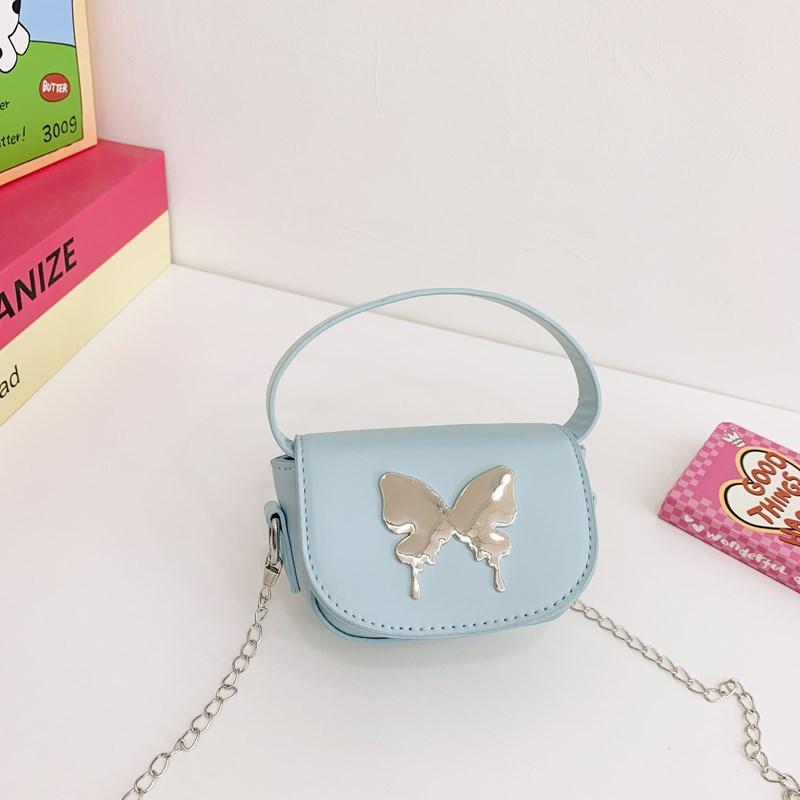 Einfache und modische kleine quadratische Tasche Damen 2025 neues Modell mit Kindertasche Schmetterling niedlich einfarbig Snack Schulter Umhängetasche