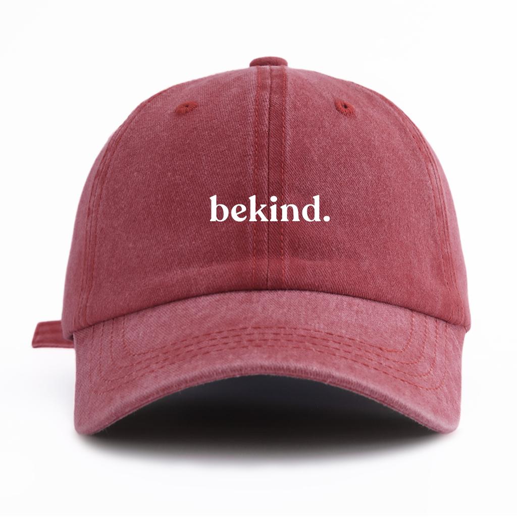 1pc Bekind. Print Washed Baseball Cap for Adults, Minimalist Retro Style Casual Soft Adjustable Dad Hat, Perfect As Gift