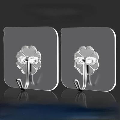 5/10PCS Transparent Stainless Steel Strong Self Adhesive Hooks Key Storage Hanger for Kitchen Bathroom Door Wall Multi-Function