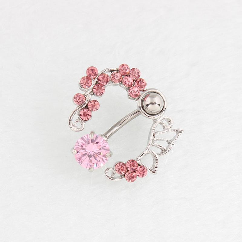 Kristal Taşlı Delikli Kelebek Göbek Deliği Halka Modaya Uygun Kadınlar İçin Göbek Tırnağı Paslanmaz Çelik Seksi Vücut Piercing Takı