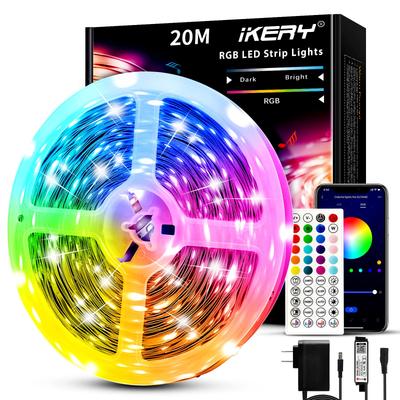 Φωτοταινία LED IKERY, 20M, Έλεγχος μέσω Εφαρμογής & Τηλεχειριστηρίου, Συγχρονισμός με Φωνή, Διπλής Όψης Ταινία, SMD5050, 24V, 4-Pin, 16 Εκατομμύρια Χρώματα, Υψηλής Φωτεινότητας RGB,