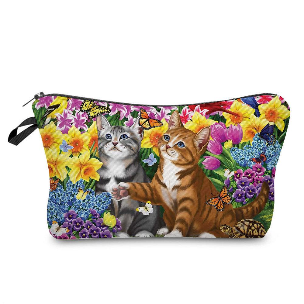 Women Cat Print Cosmetic Bag Toiletries Organize Travel Storage Case  6429