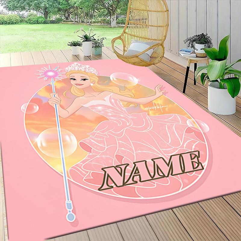 Custom Name Princess Pink Gown Carpet Rug Customizable Soft Washable Anti-Slip Home Living Room Sofa Mats Personalized Rug. 0909337