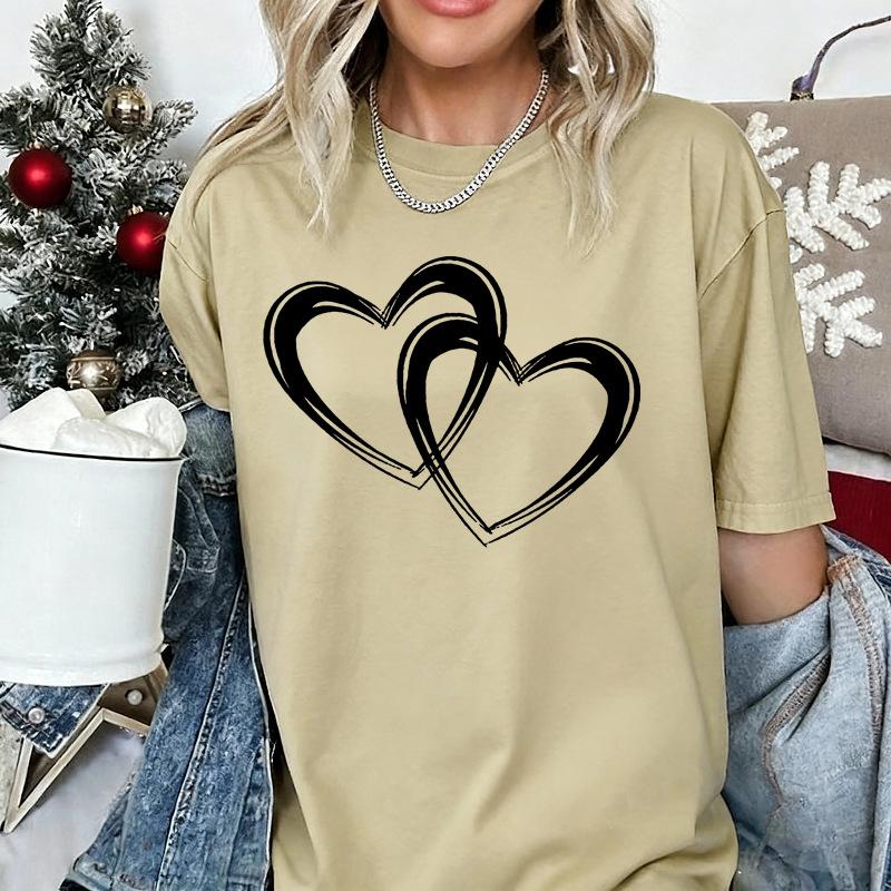 

Fashion Love Heart Printed Summer Women T Shirt Casual Graphic Clothes Female Shirt Short Sleeve Lady Streetwear Tee Tops 3XL