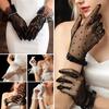 Women Lace Gloves Bridal Gloves with Bow Sheer Tea Party Wrist Gloves for Wedding Prom Cocktail Party