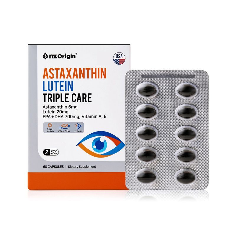 NZ Origin Astaxanthin Lutein Triple Care 600mg X 60ct X 2
