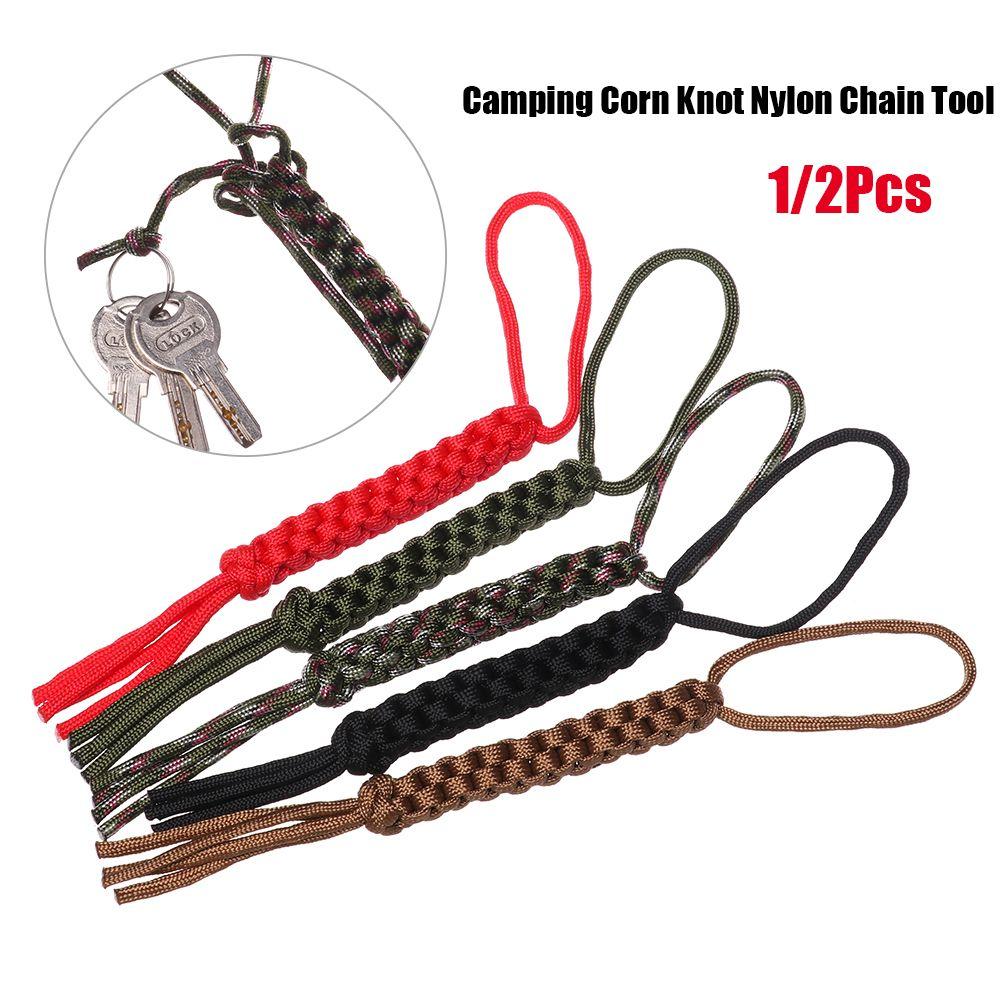 1/2pcs Camping Corn Knot Nylon Chain Tool Keychain DIY Tools Falling Paracord Rope Ornaments 7 Strands Ropes Knife Pendant