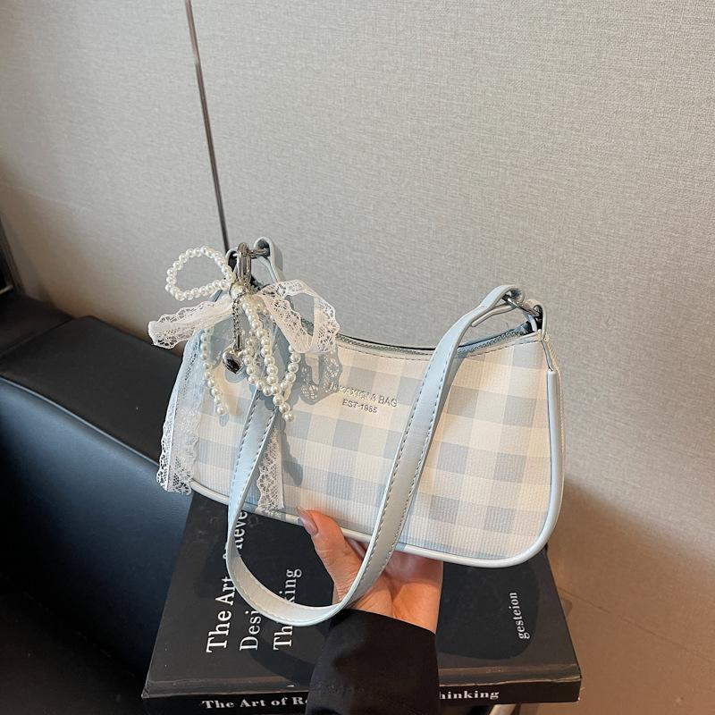 Niche Design Bag Women's New Summer Fashion Plaid Messenger Bag Single Shoulder Underarm Small Square Bag
