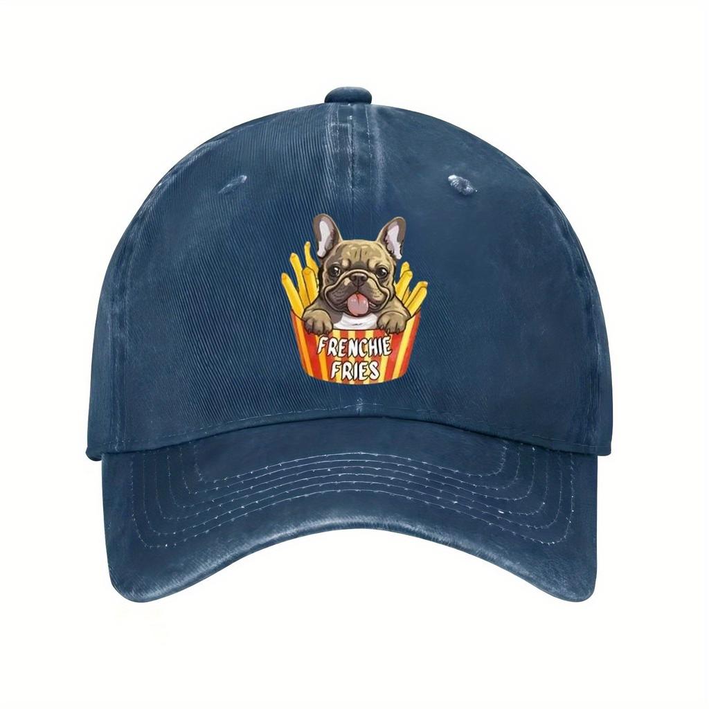 Frenchie Pommes Hundeliebhaber Französische Bulldogge Baseballkappe Vintage Gewaschen Erwachsenen Freizeit Hut