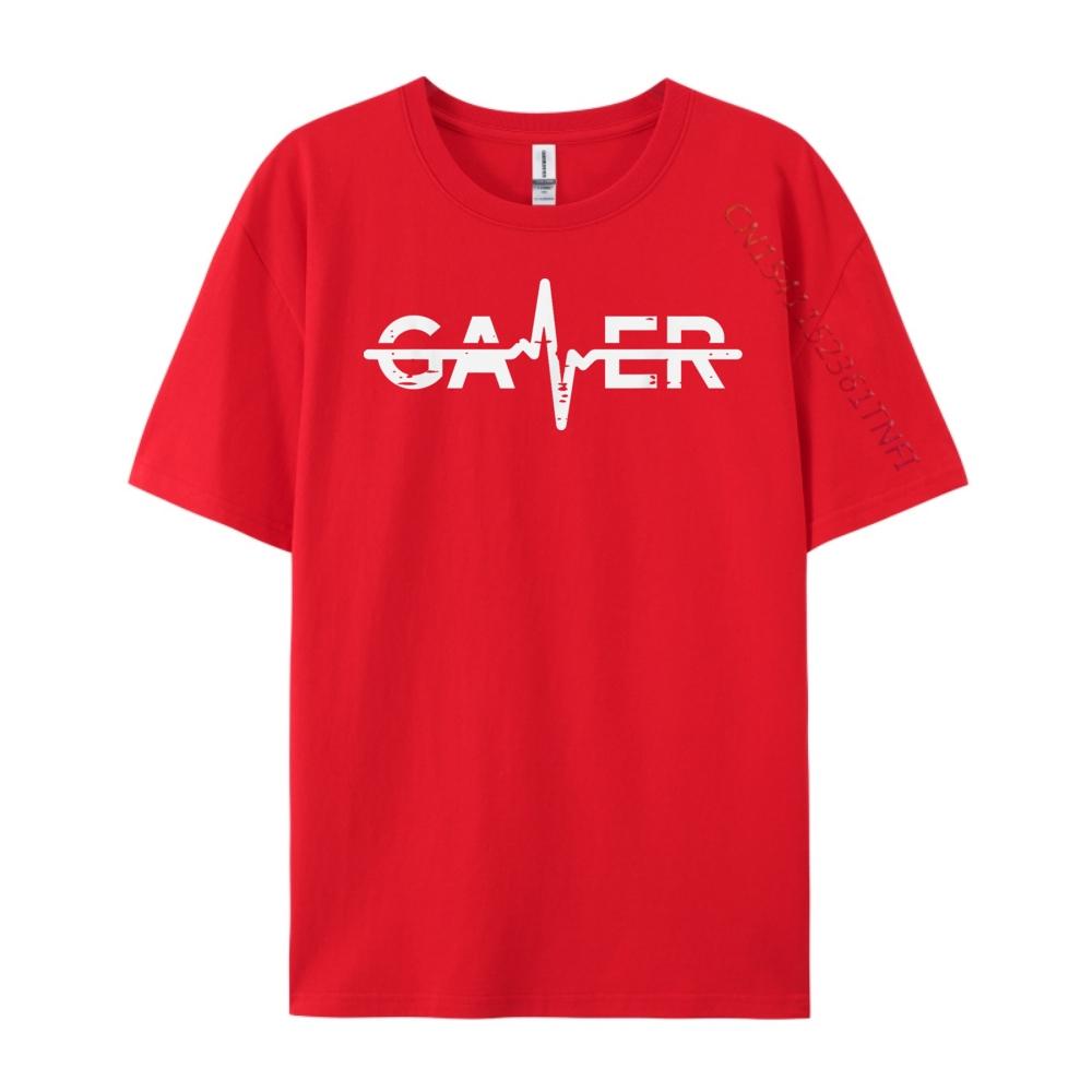 Gamer Heartbeat Funny Video Gaming Men Boys Kids Teens Youth Cream T Shirt Camisetas Harajuku Tshirt S