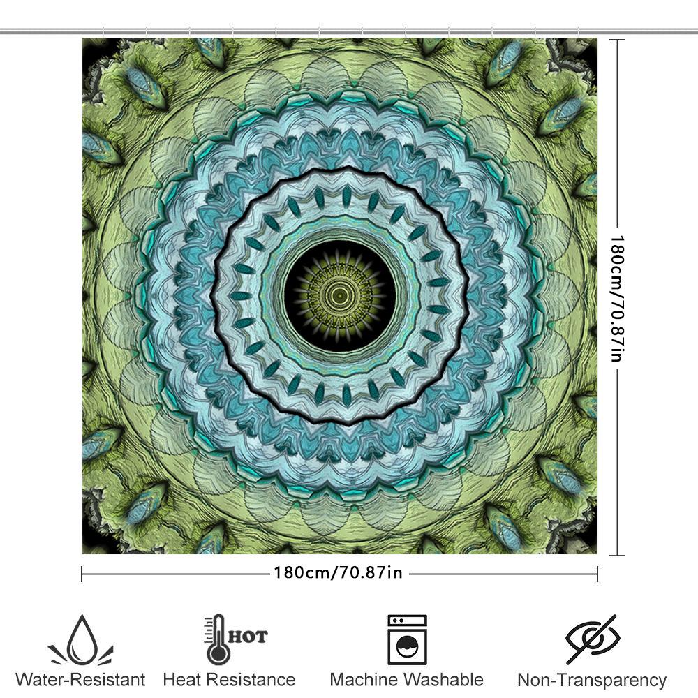 Green Blue Circular Mandala Shower Curtain For Bathroom Decor Modern Abstract Waterproof Fabric Print Shower Curtains From Home
