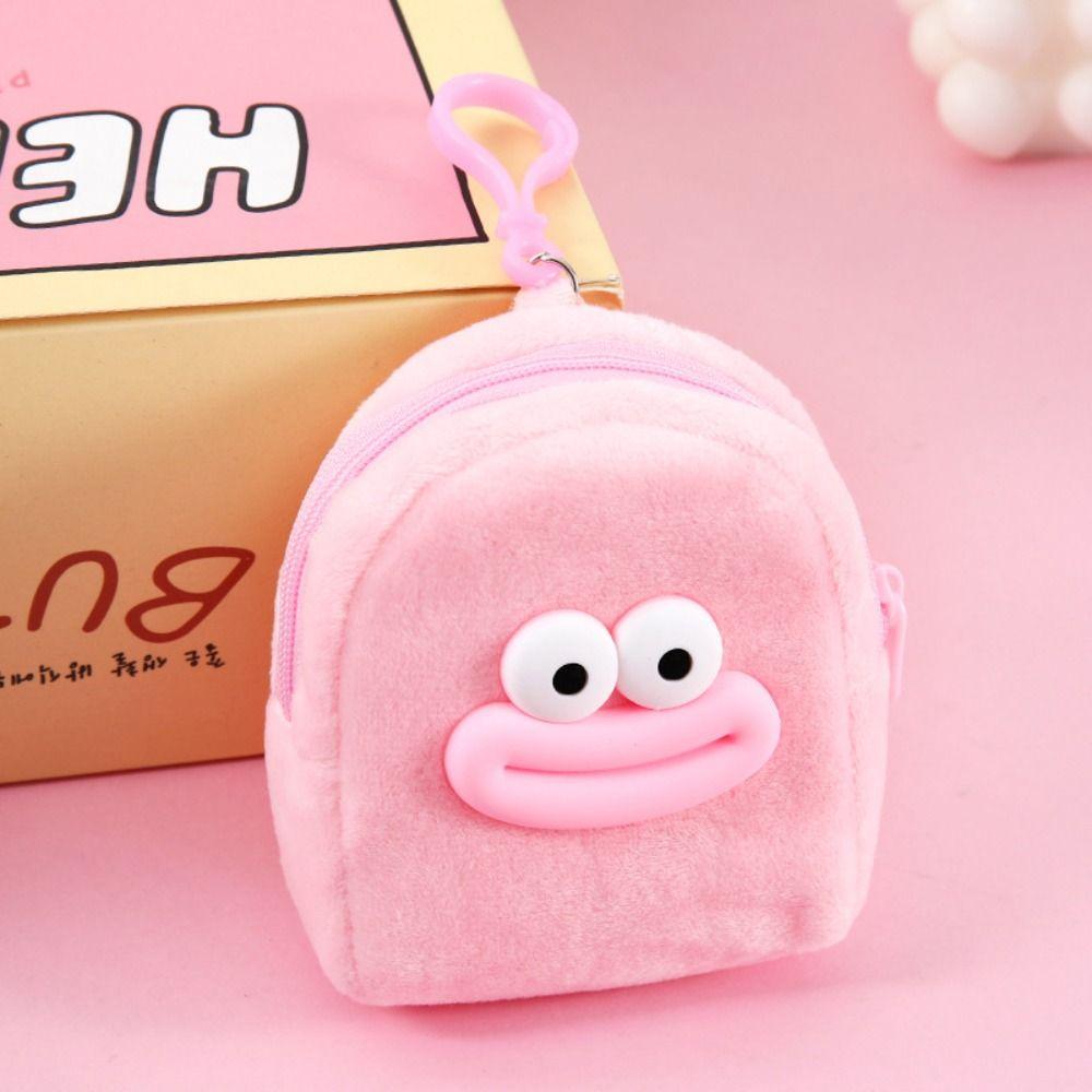 Cartoon Plush Coin Purse Cute Mini Backpack Design Card Holder Mini Wallet Smooth Zipper Storage Pouch Mini Storage Bag