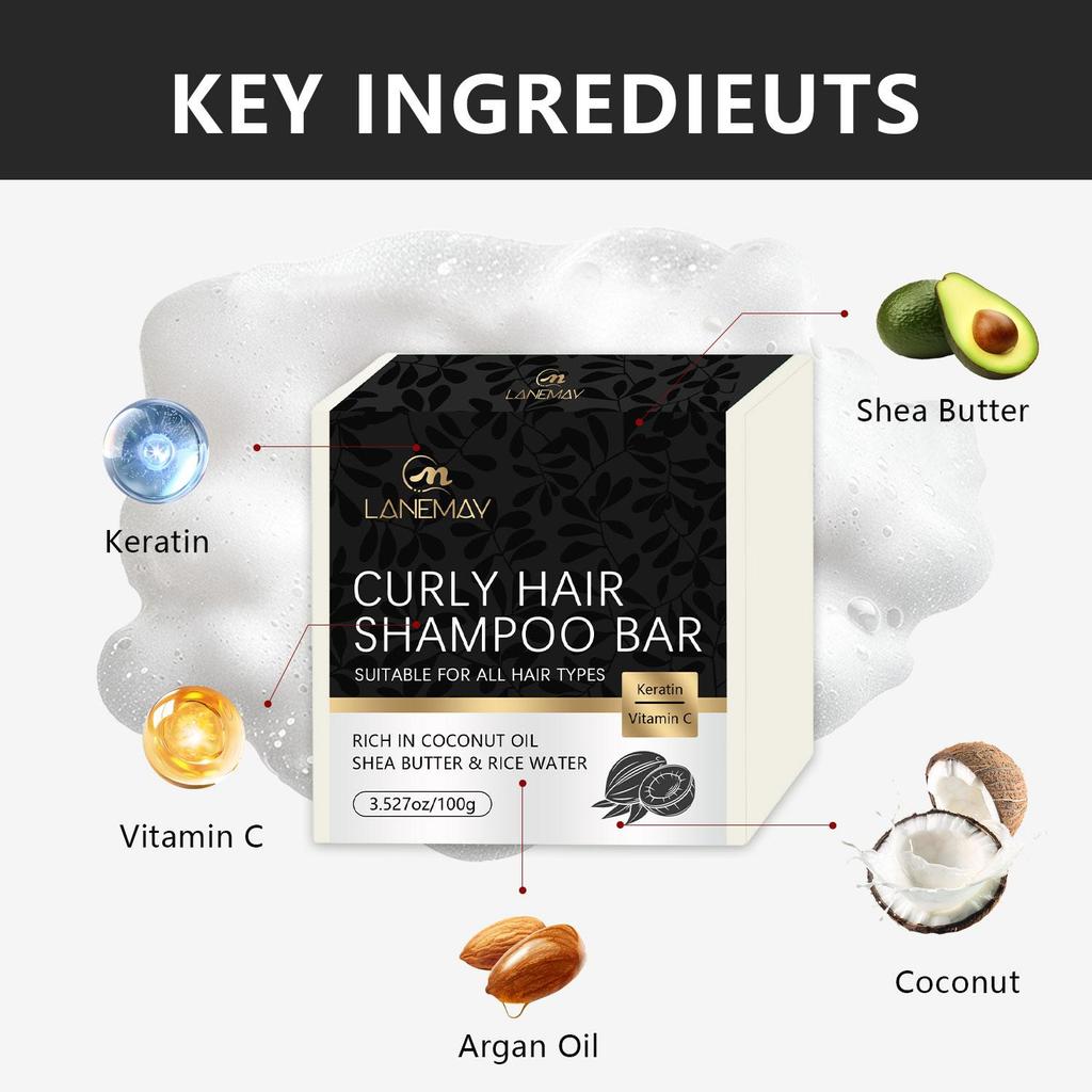 Curly Hair Shampoo Bar Soap-Reduce Knotting, Eliminatte Frizz, Soft Hair With Coconut Oil-Suitable For All Skin Types, 100g