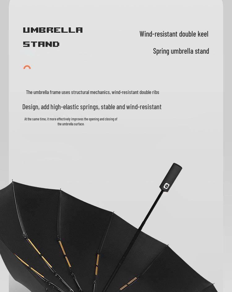 24-Rib Automatic Folding Umbrella with UV Protection for Sun and Rain.