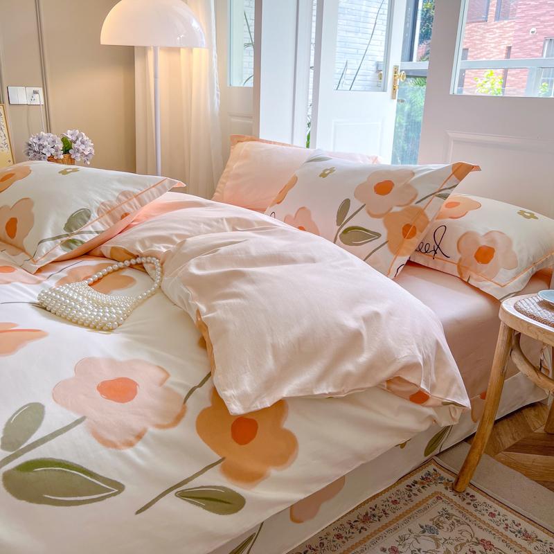 100% Cotton Luxury Floral Duvet Cover Set Boys Girls Single Comforter Cover Vintage Blue Plant Pattern Bedding with Pillowcase