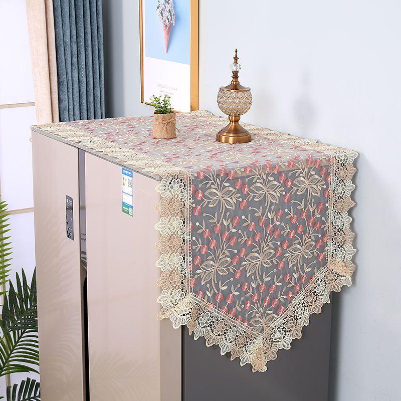 Refrigerator Cover Cloth Single Opening Washing Machine Cover Refrigerator Dust Cover Lace Oil Proof Cover Cloth Covering Dust Cloth