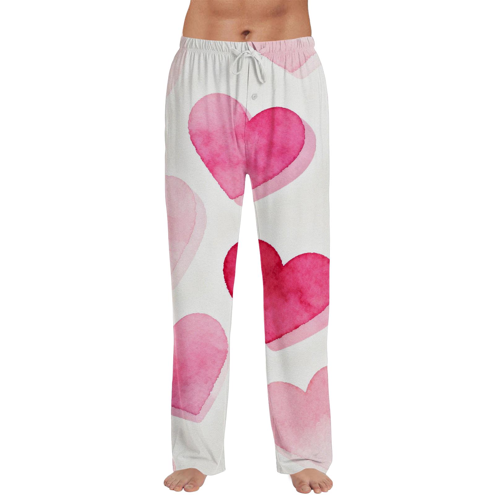 

Men s Valentine s Day Fashion Printed Casual Straight Leg Pants S винний
