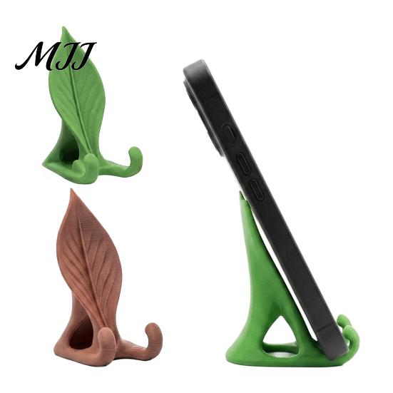 Minimalist Leaf Design Phone Stand 3D Printed Holder, Desktop Cell for Office and Unique Gift Plant Lovers Home, Realistic Bionic Mount, Lightweight