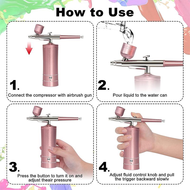 Airbrush Nail With Compressor Portable Air Brush Nails Compressor For Nails Cake Painting Crafts Air Brush Kit Nails Spray