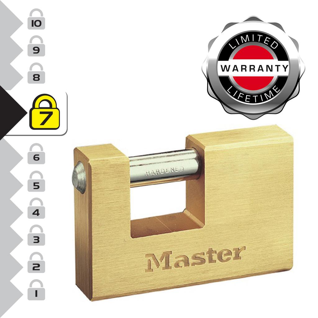 Master Lock Rectangular Brass Padlock with Key, 76x75x15 mm
