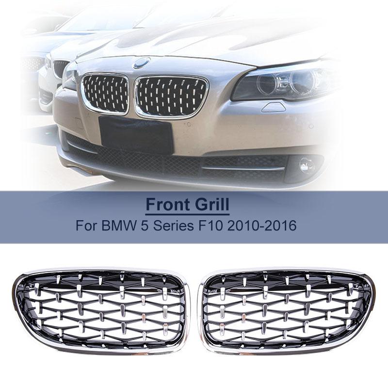 Car Front Bumper Sport Racing Grill Grilles For BMW 5 Series F10 F11 F18 520I 523I 528I  520D 530D 10-16 Diamond Kidney Grille
