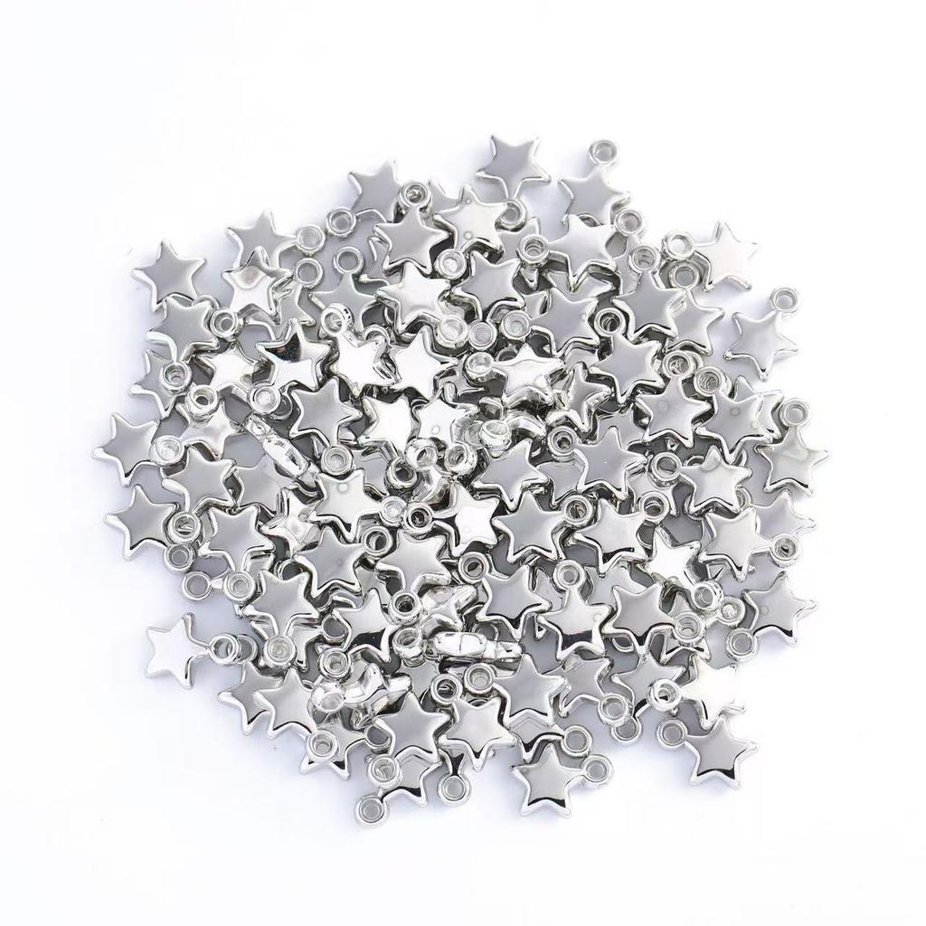 Electroplated CCB Five-Pointed Star Pendant, ABS Plastic DIY Jewelry Accessory for Bracelets & Necklaces.