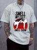 Humorous Karate Slogan Graphic T-shirt - "Smell My Feet Smell Them" Light Grey Casual Tee