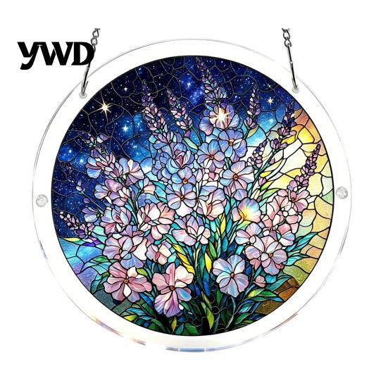 Home Decoration Gift Acrylic Puzzle Pendant, Round Stained Glass Style Hanging Ornament, 7.48 Mindful Weekend Activity Inch Window for DIY Sun Catcher