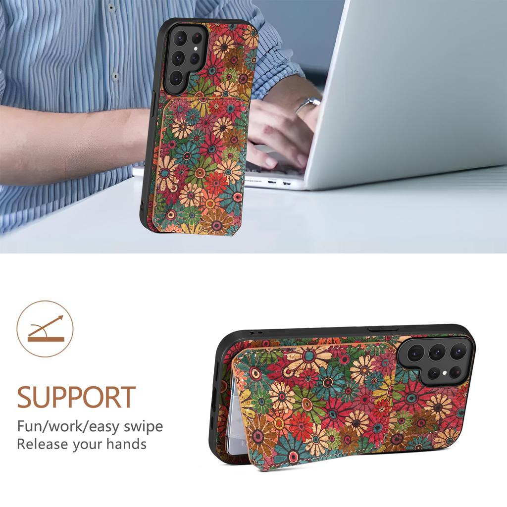 Flower Leather Phone Case for Samsung Galaxy S26 Ultra S25 Edge S24 Plus S23 Fe S22 S21 S20 Invisible Card Holder Design Cover