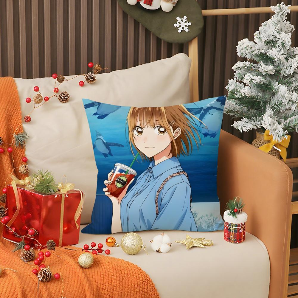 Blue Box Anime Pillow Case Living Room Sofa Decorative Cushion Cover Simple Household Light Luxury Printed Pillow