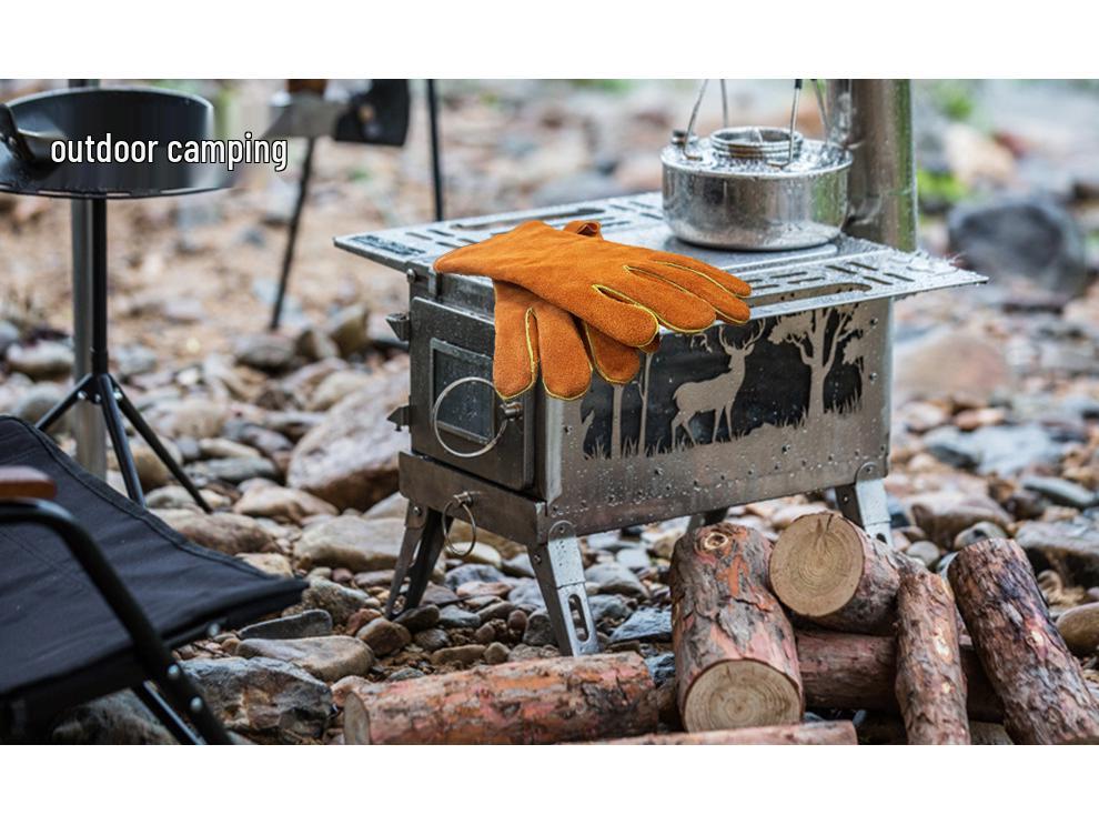 Cowhide Heat-Resistant BBQ & Welding Gloves - Aluminum Foil Insulated, Fireplace & Oven Safe.