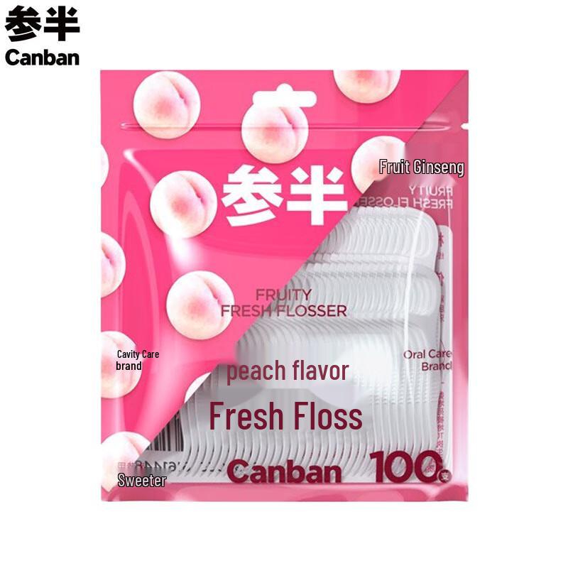 Canban Peach Flavor Dental Floss Picks, 100 Count