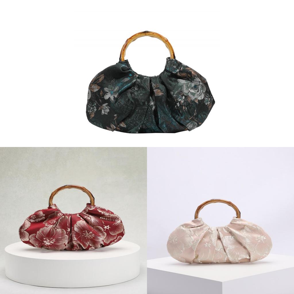 Borsa Portatile in Stile Cinese Vintage con Tessuto Jacquard Ricamato per Uso Quotidiano