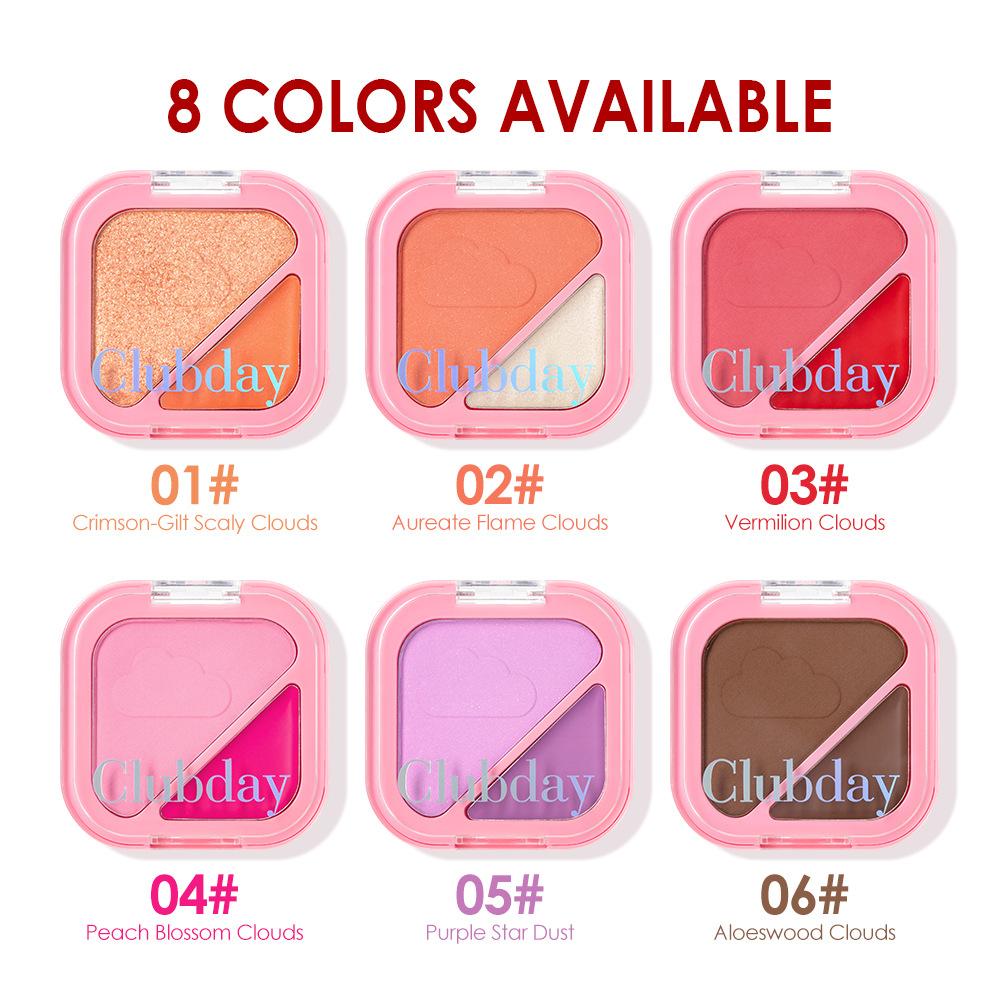 6pcs Dual-Color Blush Palette Set Two-in-One Powder Blush & Highlighter Pearly Fine Shimmer Cheek Dual-Use Natural Flushed Face Makeup Cosmetics