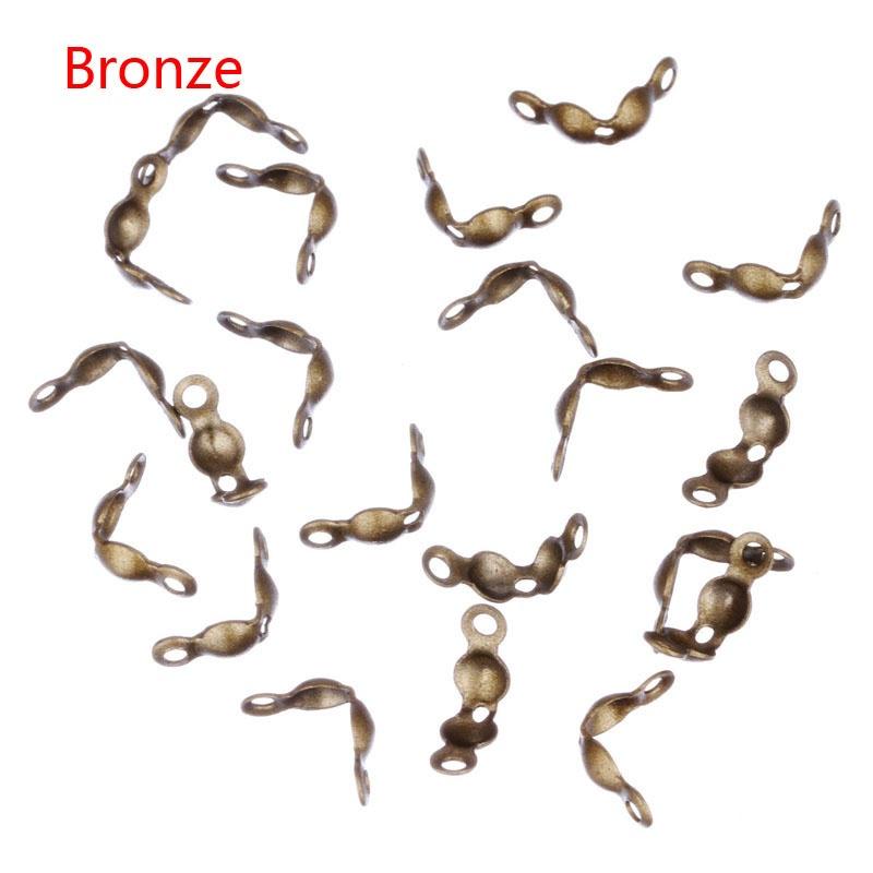 

4 × 8 мм. Обжимные складные концы, наконечники из бисера для ювелирных изделий. 200 шт бронзовый