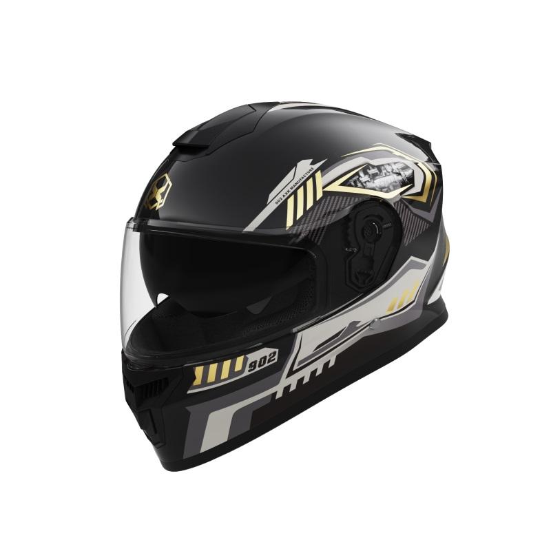 Custom Safety Double Lens ECE Approved Full Face Cross Motorcycle Helmet Function Black Gold