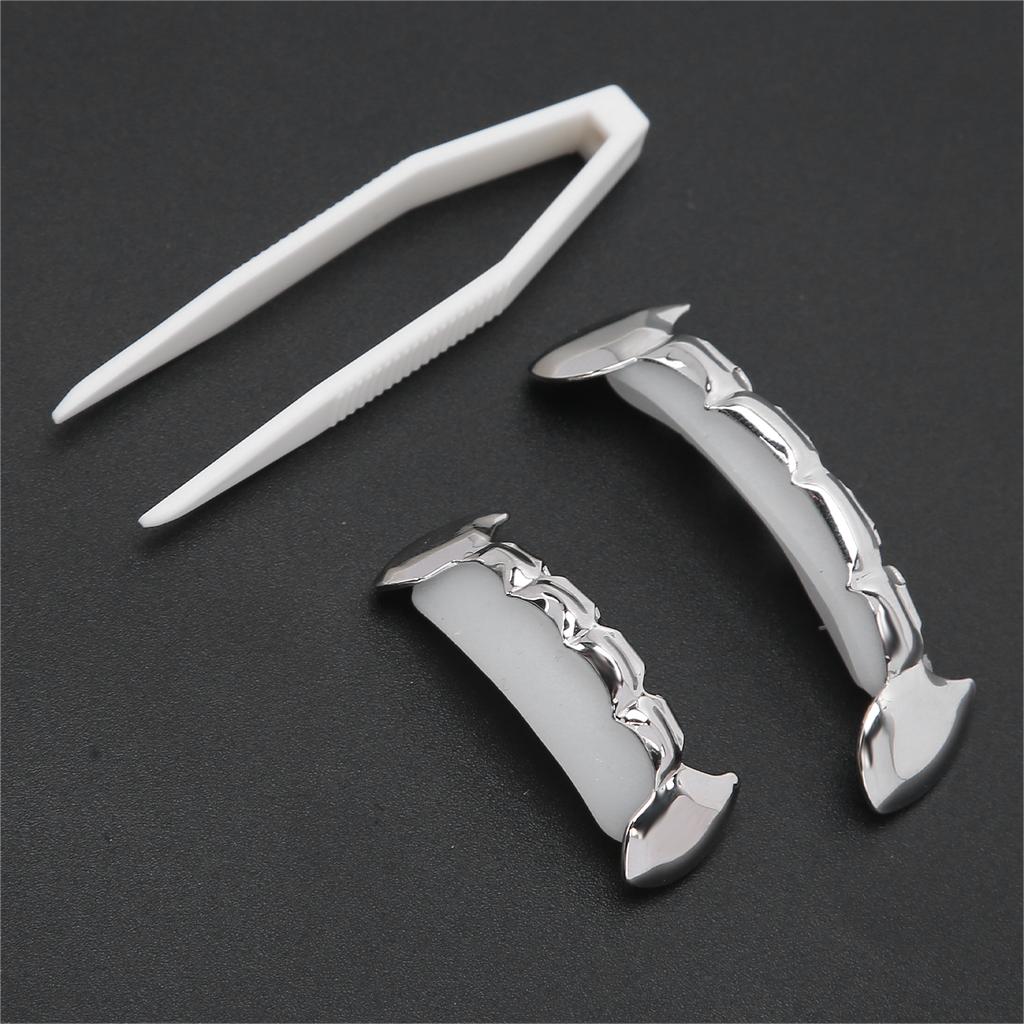 Hip Hop False Teeth Set Reusable Unfading Copper Halloween Festival Teeth Decoration Brace