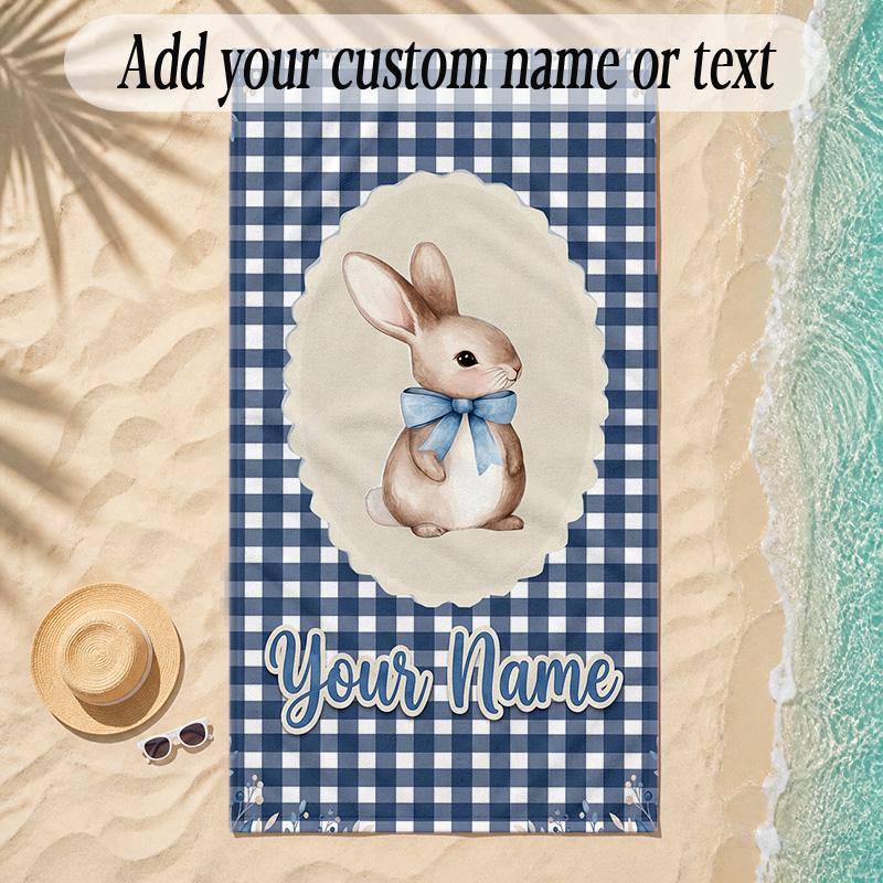 Beach TowelPeter Rabbit Custom Name Text Personalized Soft Towel for Beach Pool Indoor Home Decor Gift