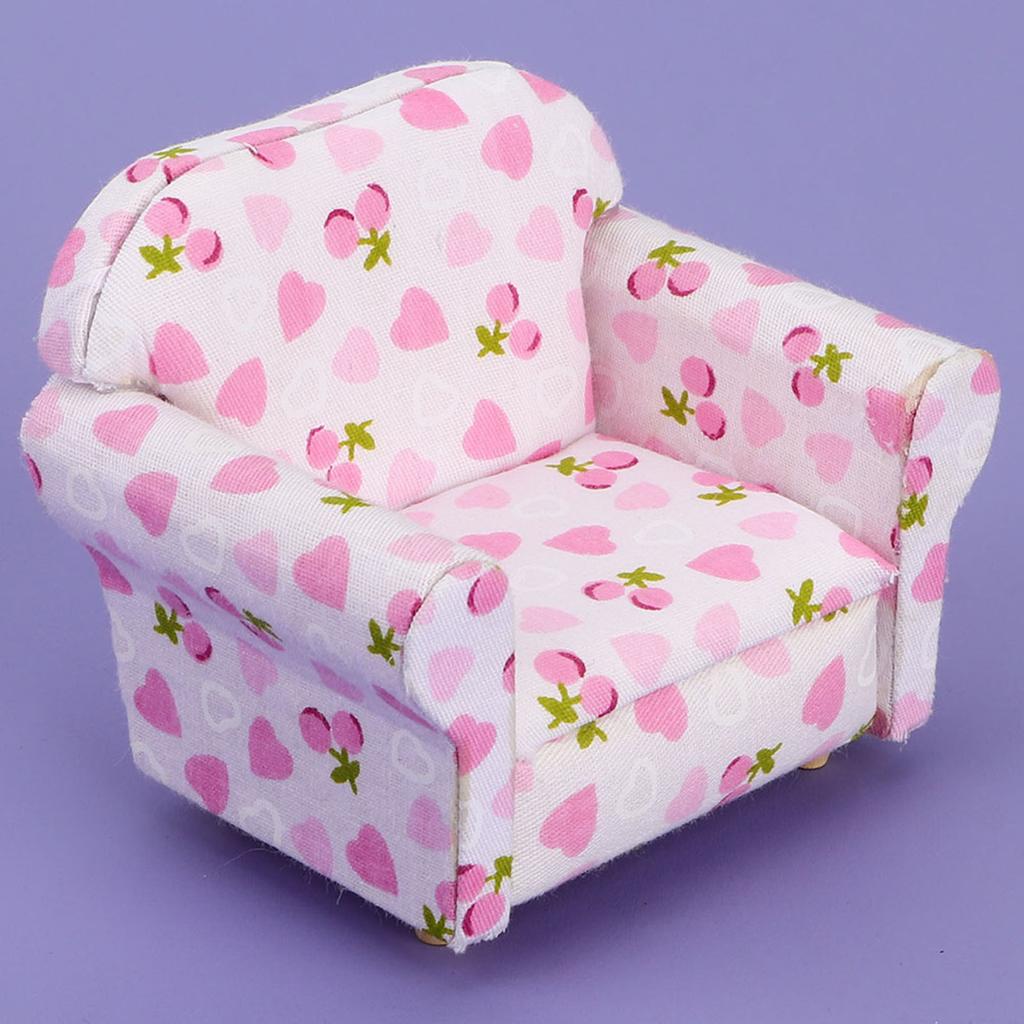 Dollhouse 1:12 Miniature Couch Armchair Single Sofa Dolls DIY Accessories