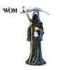 Gothic Santa Claus Figurine Grim Reaper Statue, Resin Hooded Figurine, Spooky Tabletop Ornament Mystical Outdoor Statue with Sickle And Bell