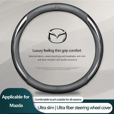 2025 Hot Leather Carbon Fiber Car Steering Wheel Cover Car Accessories For Mazda 2 3 6 5 Atenza CX3 CX5 MX5 CX7 Axela CX30 CX90