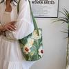 Floral Pattern Canvas Bucket Bag Women'S Shoulder Bag Casual Large Capacity Handbag