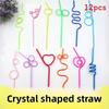 Crystal Drink Watering Straw Set With Creative Shaped Plastic For Parties And Events