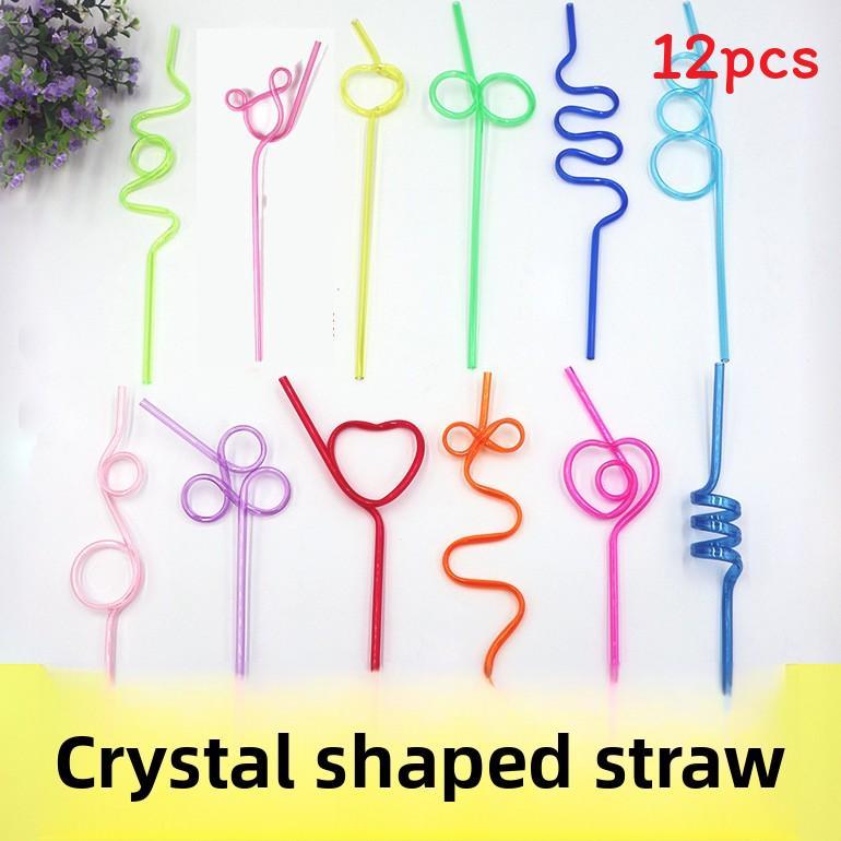 Crystal Drink Watering Straw Set With Creative Shaped Plastic For Parties And Events