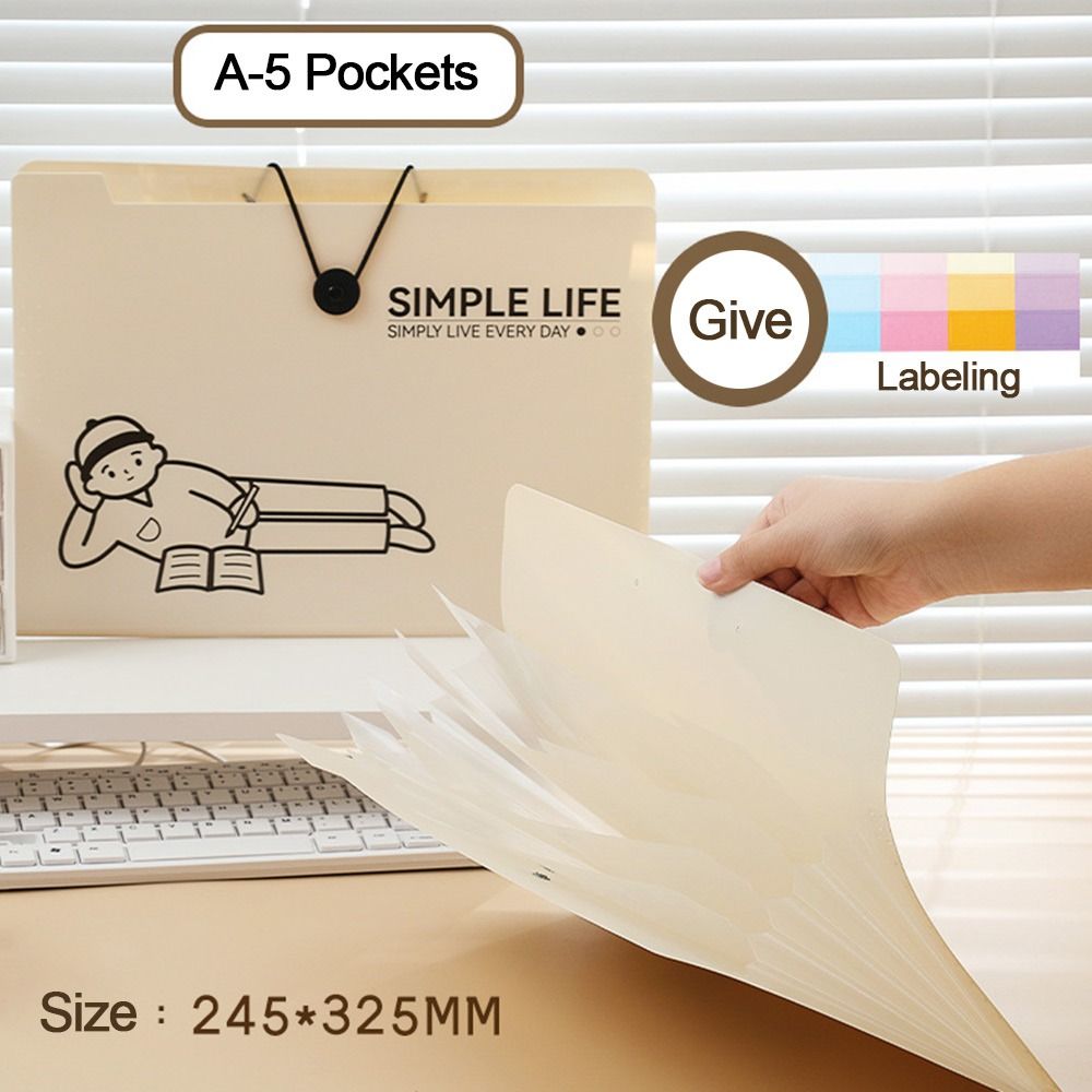 

ПП Папка для файлов А4 Большой вместимости Органайзер для файлов Креативный пакет для хранения бумаги А4 Школа Офис A-5 Pockets