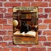 D Flat Funny Metal Sign Quiet Library with Black Cat Books Iron Wall Art for Study Room Decor X Inch Great Halloween