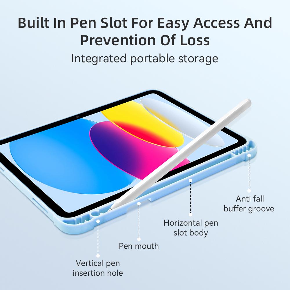 For iPad A16 Case 11th 10th Gen Mini 6 7 For iPad Air 4/5 11 M2/M3/M4 10.9 Shock Case with Side Pencil Holder 3-Fold Cover